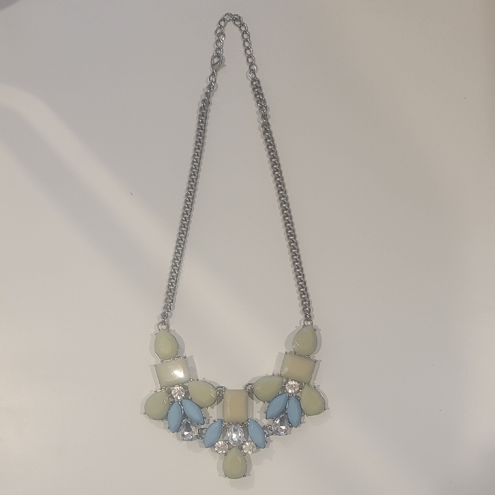 Blue and Light Green Statement Necklace